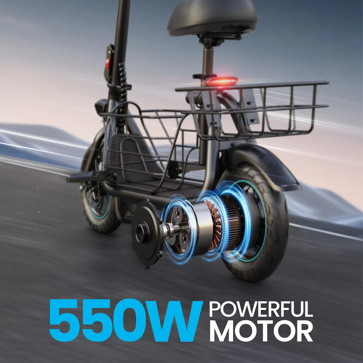 Gyroor Foldable Adult Electric Scooter With Pet Basket