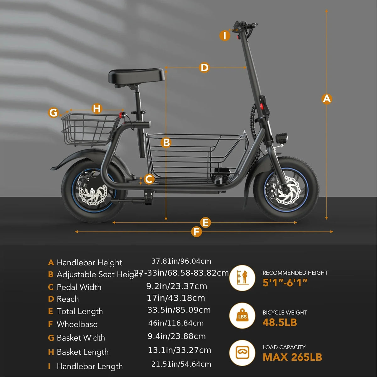 Gyroor Foldable Adult Electric Scooter With Pet Basket