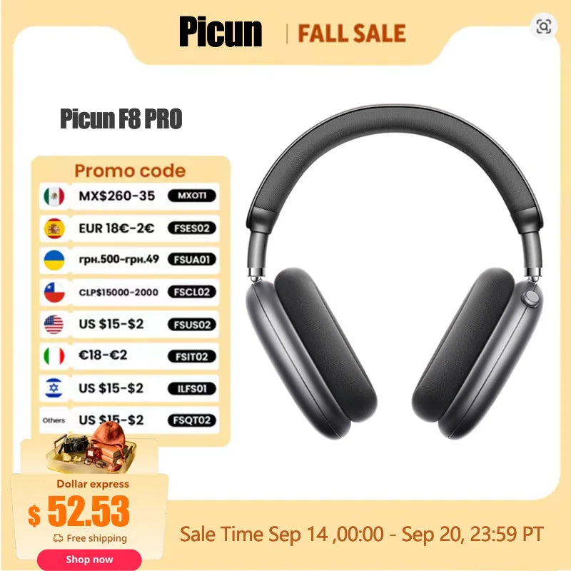 Picun F8 Pro Wireless Headphones With ANC And Spatial Audio