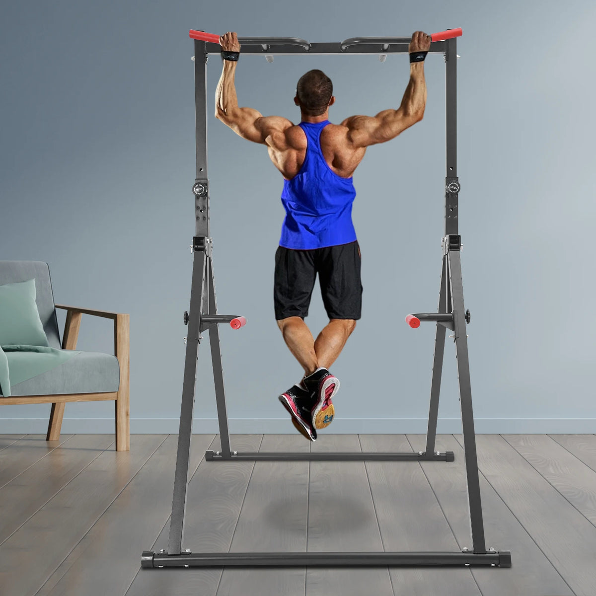 Adjustable Power Tower Free Standing Pull Up Bar Dip Station