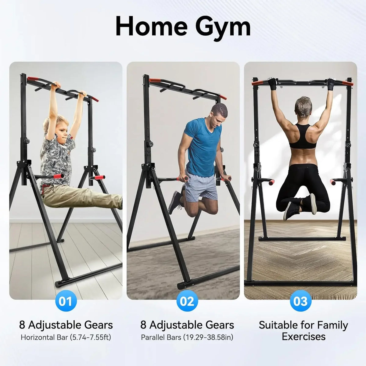 Adjustable Power Tower Free Standing Pull Up Bar Dip Station