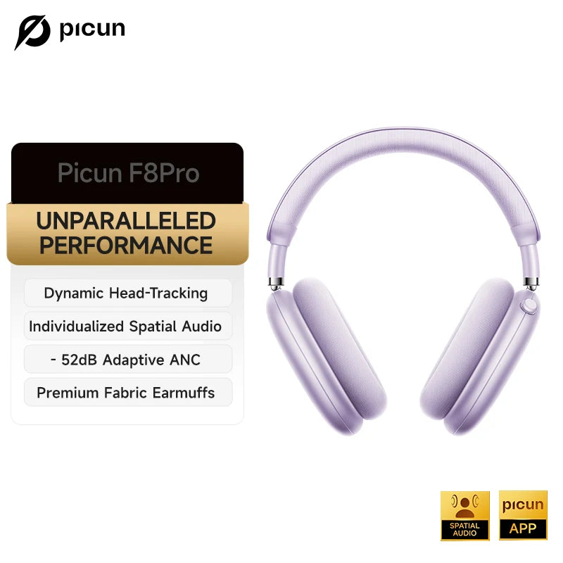 Picun F8 Pro Wireless Headphones With ANC And Spatial Audio