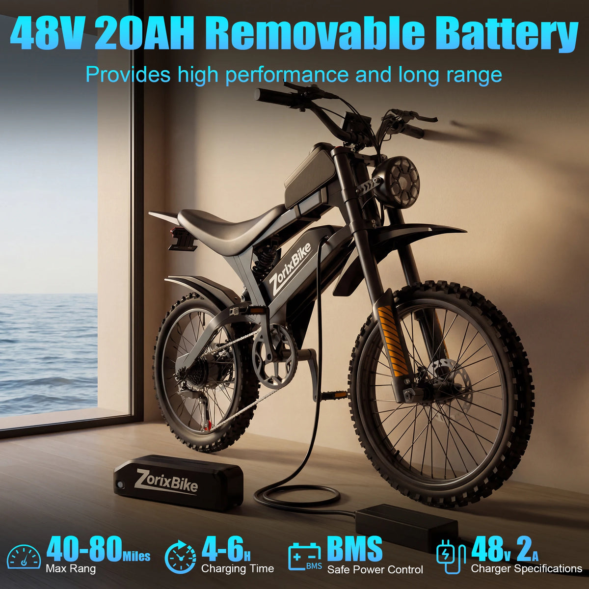 ZorixBike R8Max 3000W Adult Electric Bike With 48V Battery