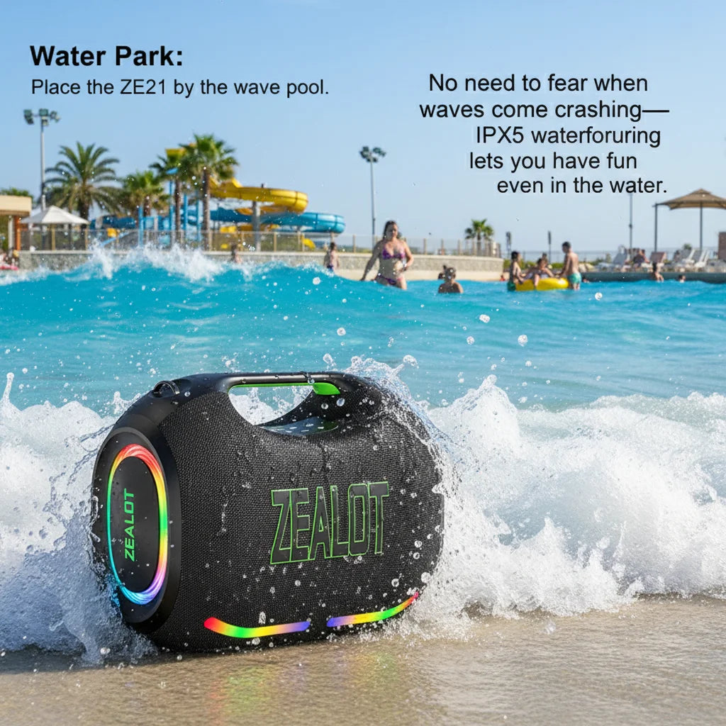 Zealot Portable Waterproof Bluetooth Speaker With Led Effects