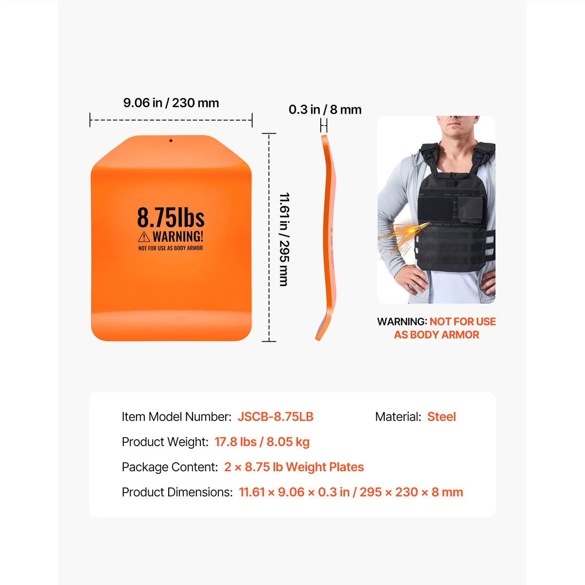 SucceBuy Curved Steel Tactical Weight Vest Plates for Strength Training