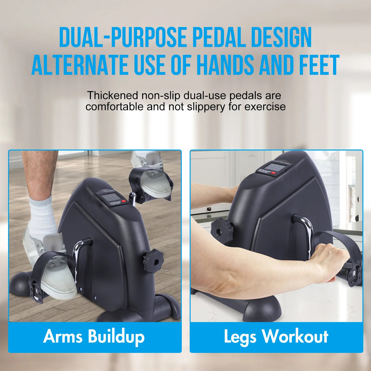 Mini Under Desk Pedal Exerciser Bike Digital LCD Cardio Trainer