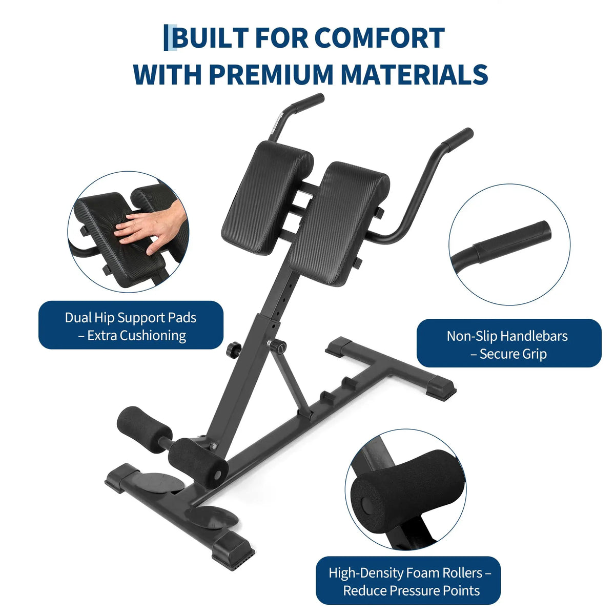 HiMISS Adjustable Roman Chair Hyperextension Bench For Home Fitness