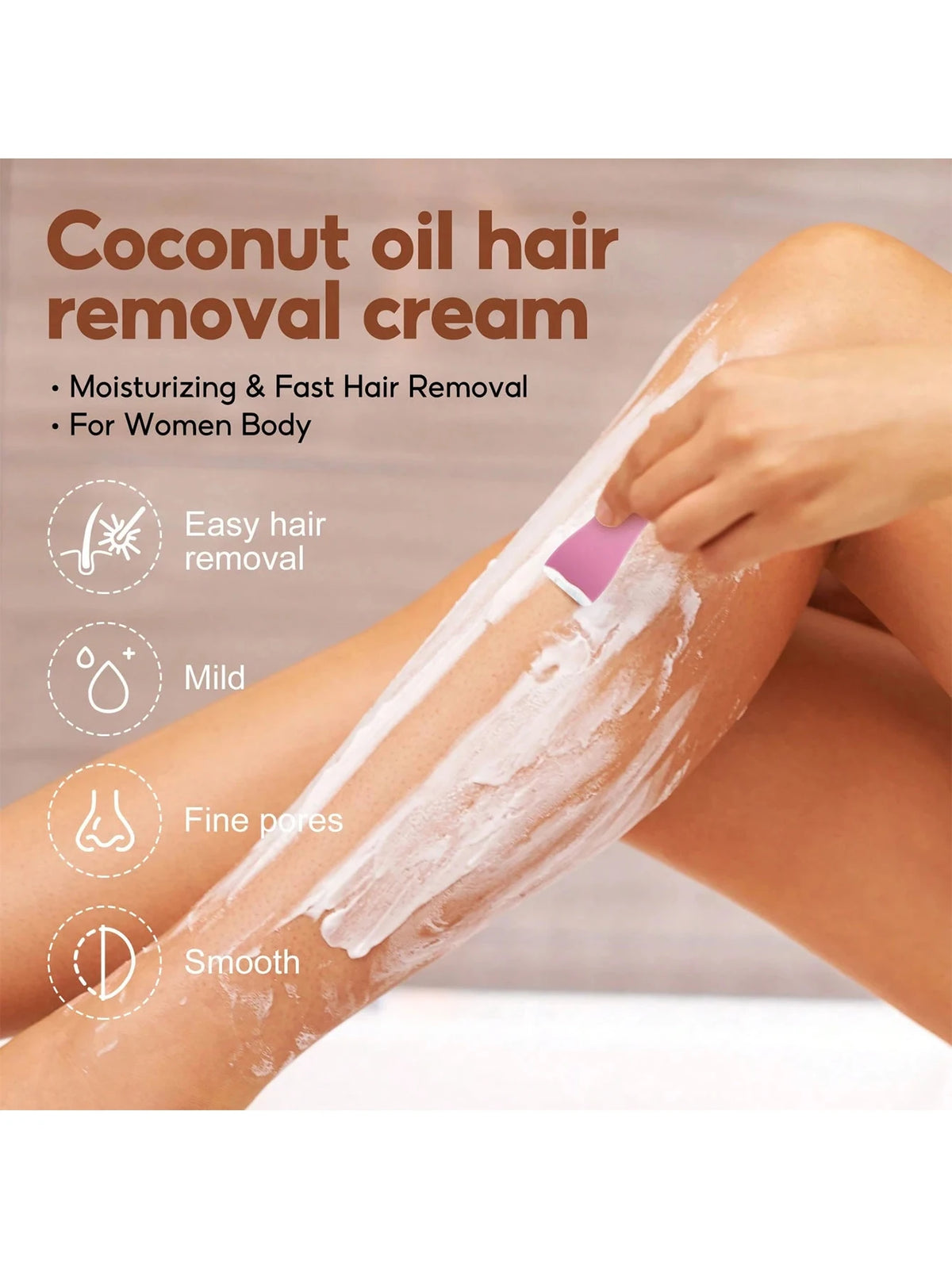 Women Coconut Gentle Hair Removal Cream For Sensitive Skin