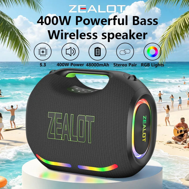 Zealot Portable Waterproof Bluetooth Speaker With Led Effects