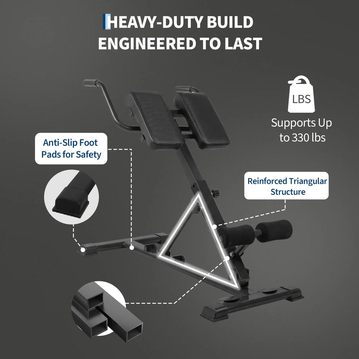 HiMISS Adjustable Roman Chair Hyperextension Bench For Home Fitness