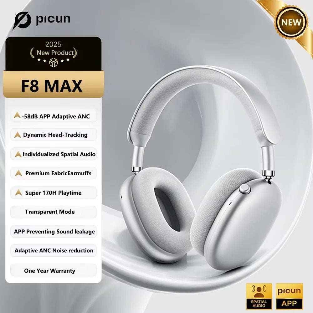 Picun F8 Pro Wireless Headphones With ANC And Spatial Audio