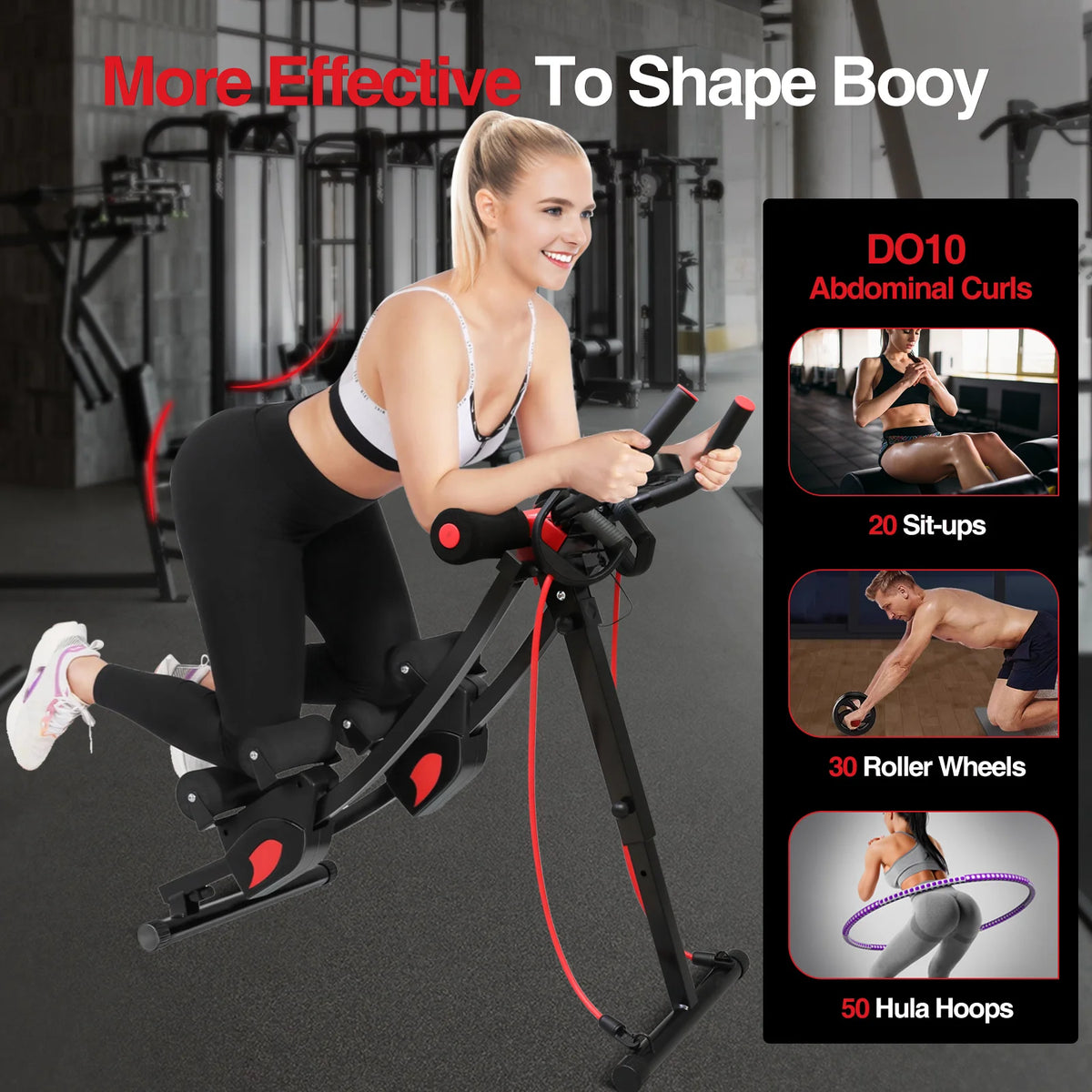 Adjustable Foldable Ab Machine With Resistance Bands And Lcd Display