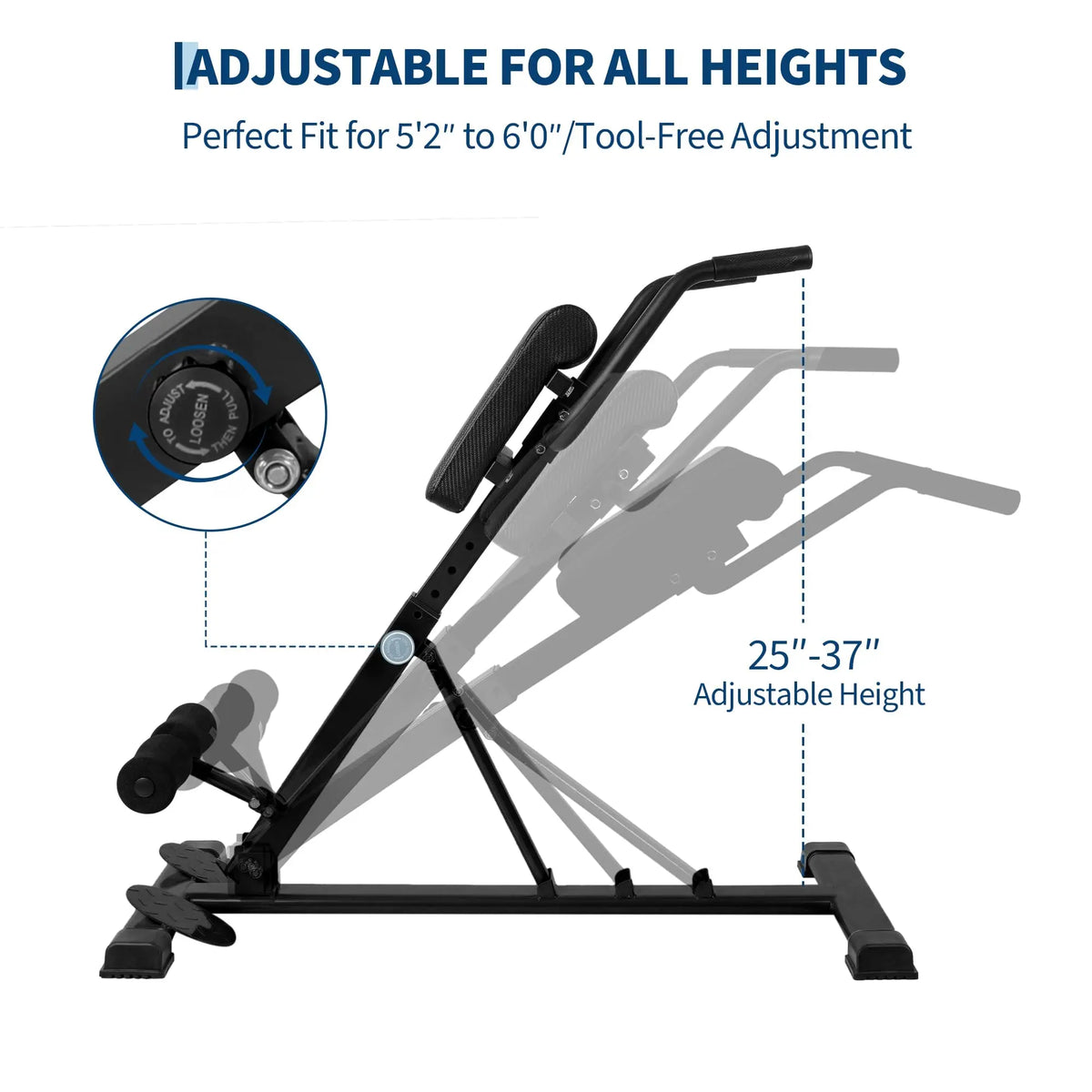 HiMISS Adjustable Roman Chair Hyperextension Bench For Home Fitness