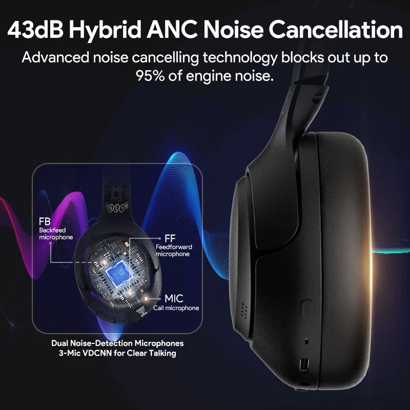QCY H3 Wireless Headphones With Hybrid Active Noise Cancellation