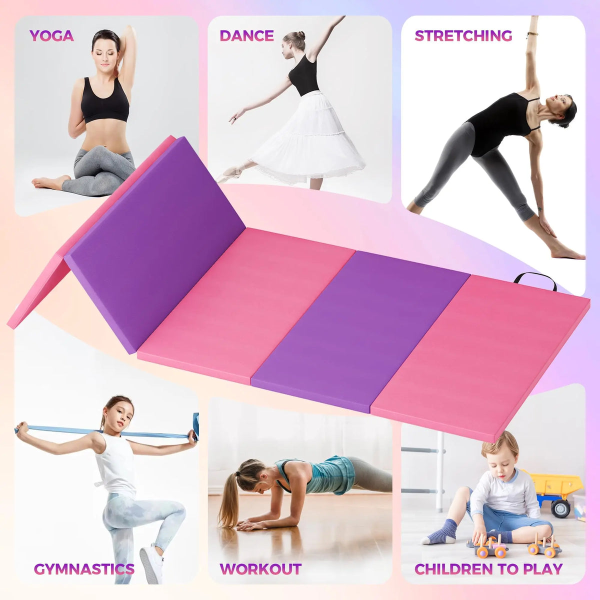 HiMISS Folding Gymnastics Mat for Tumbling Yoga and Home Exercise