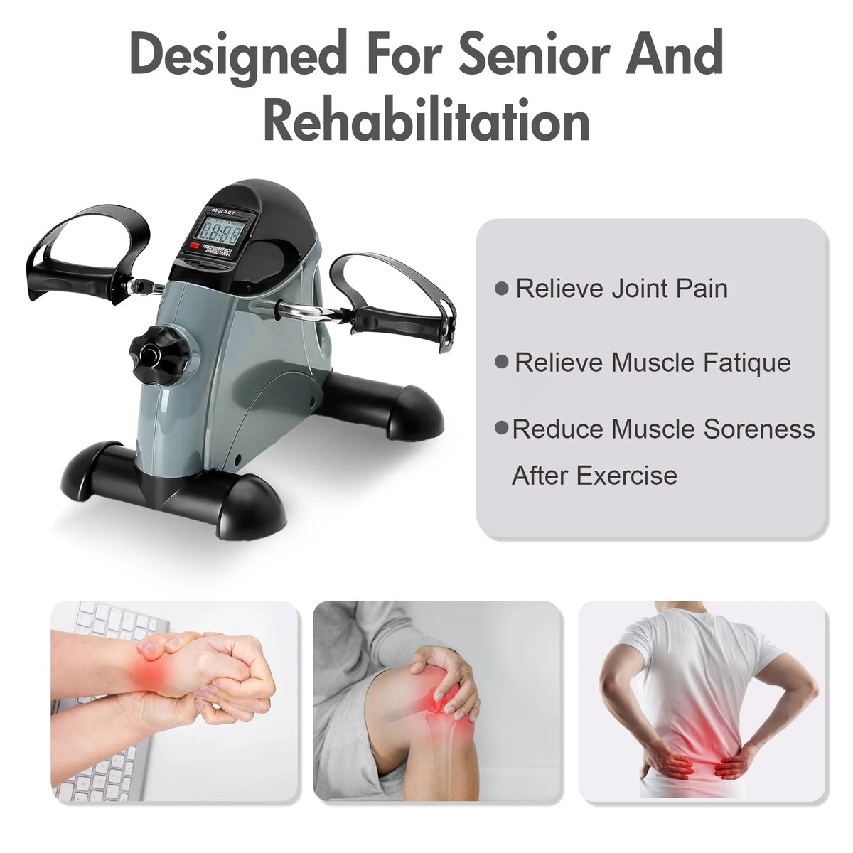 Mini Under Desk Pedal Exerciser Bike Digital LCD Cardio Trainer