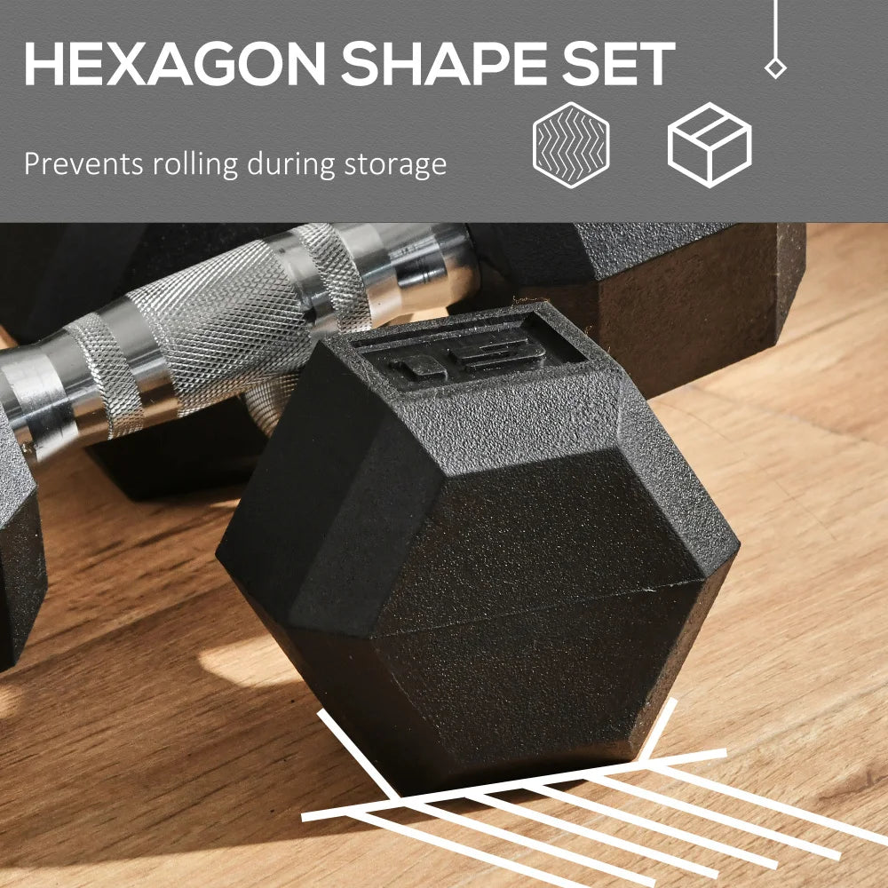 Soozier Rubber Hex Dumbbells With Non Slip Handles For Workouts