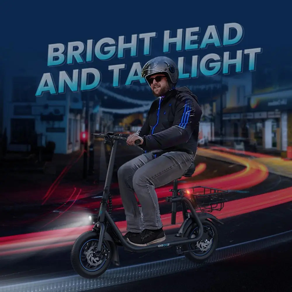 GYROSHOES Adult Electric Scooter With Seat Basket And Phone Holder