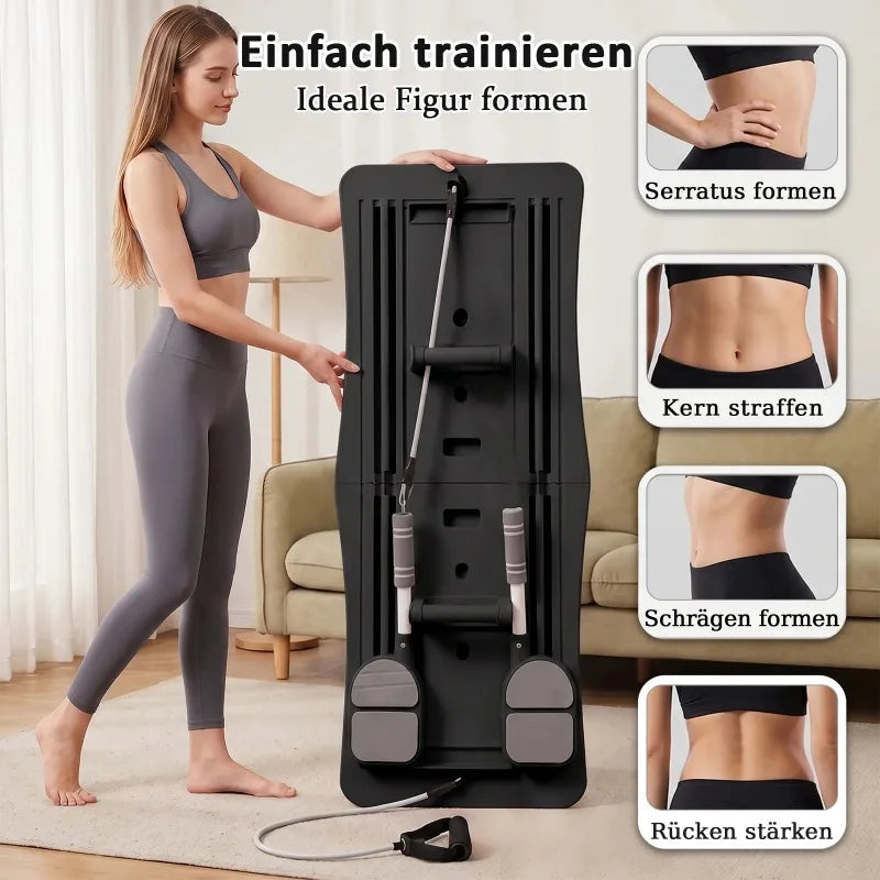 Foldable Workout Board With Resistance Bands And Push Up Handles