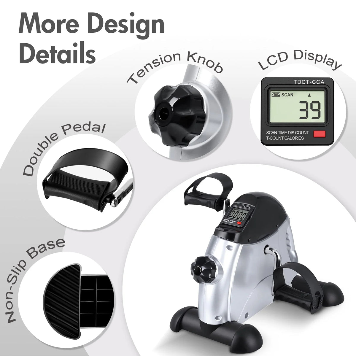 Mini Under Desk Pedal Exerciser Bike Digital LCD Cardio Trainer
