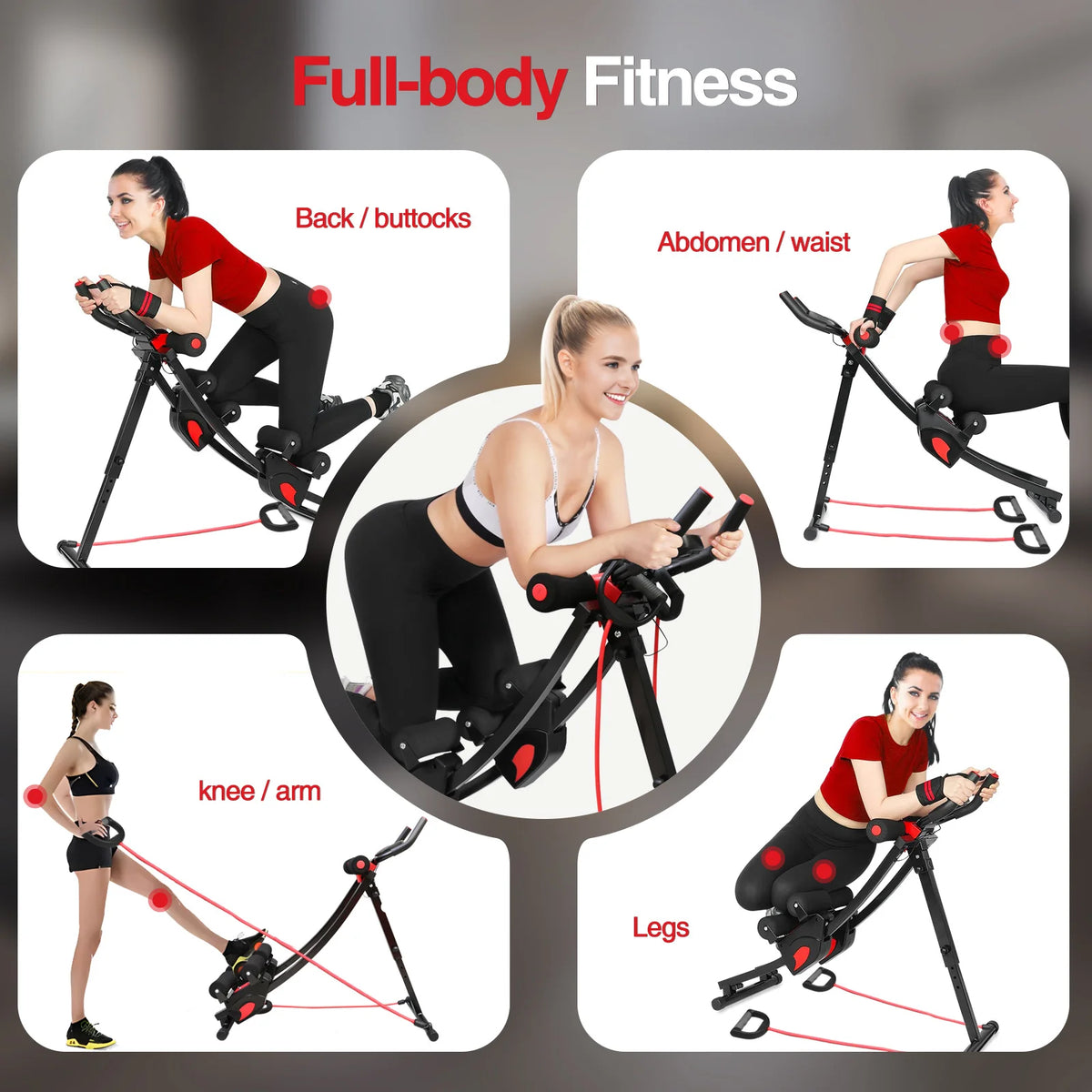 Adjustable Foldable Ab Machine With Resistance Bands And Lcd Display