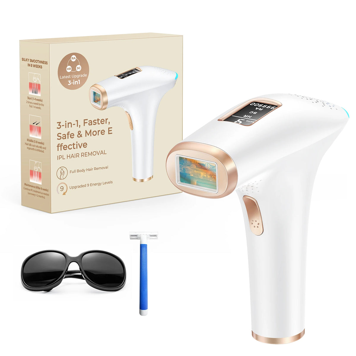 Lysmoski 3In1 IPL Hair Removal Device For Whole Body Use