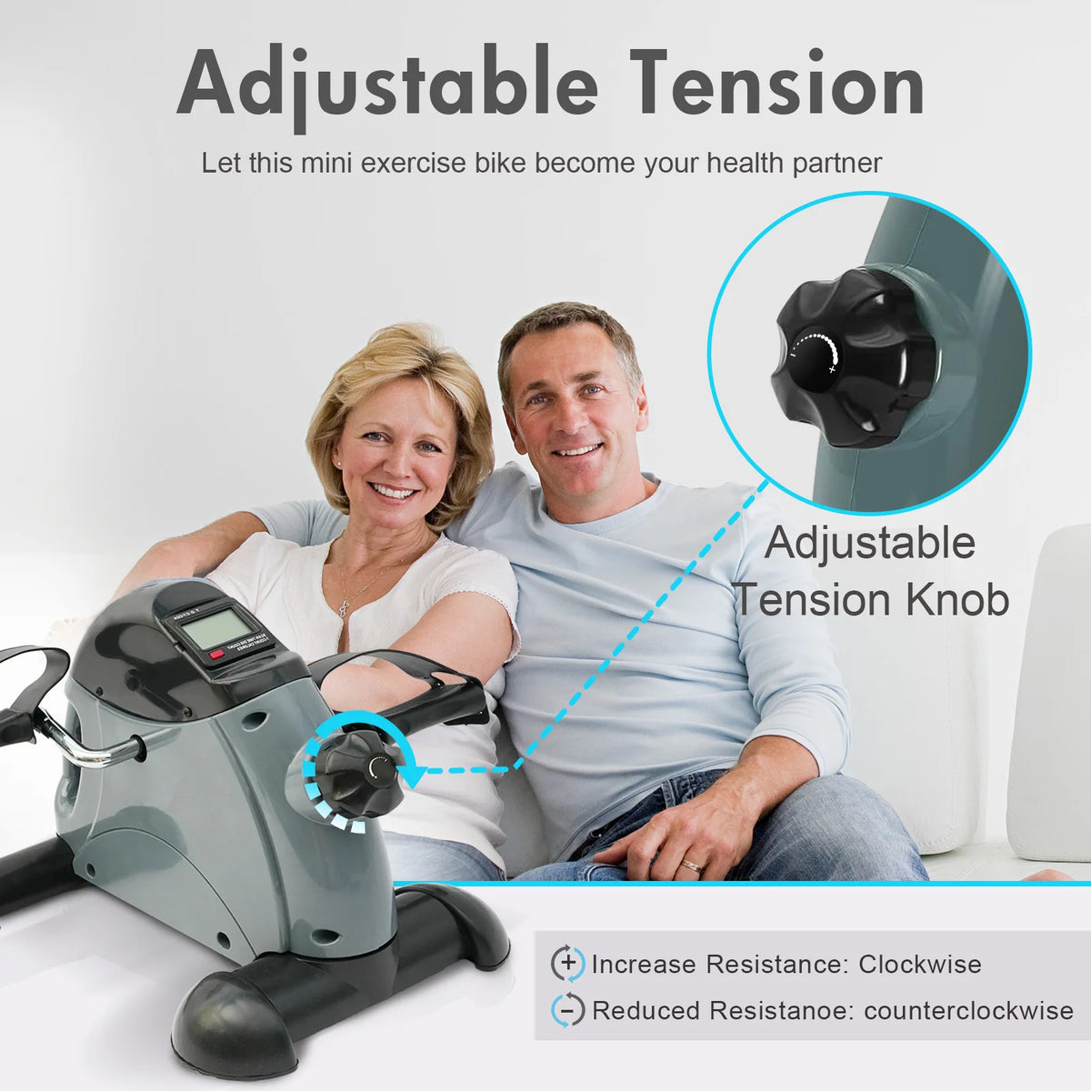 Mini Under Desk Pedal Exerciser Bike Digital LCD Cardio Trainer