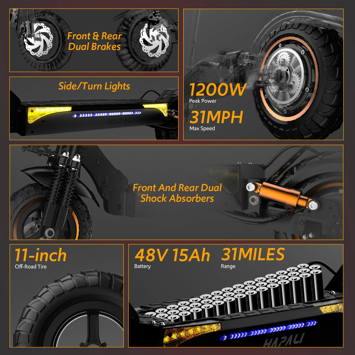 Osboo 1200W Off Road Electric Scooter With Dual Suspension