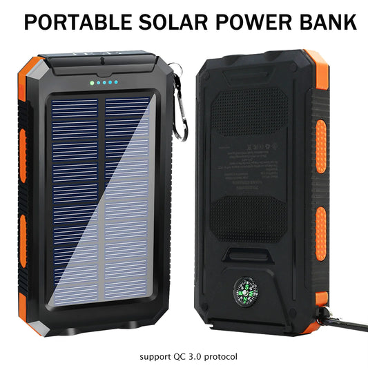 Waterproof Solar Charger Power Bank 20000mAh With Compass And Flashlight