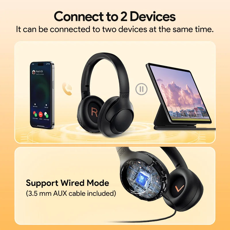 QCY H3 Wireless Headphones With Hybrid Active Noise Cancellation