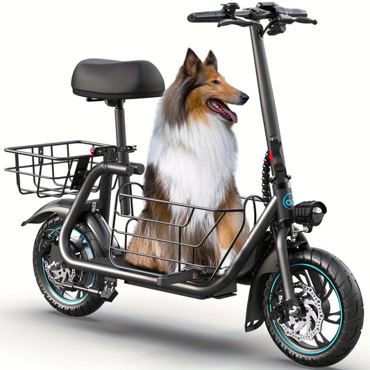 Gyroor Foldable Adult Electric Scooter With Pet Basket