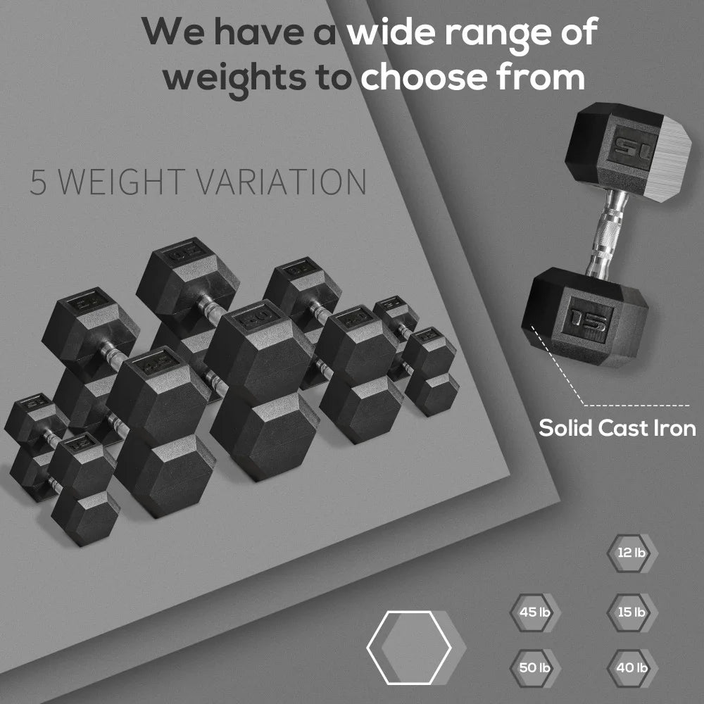 Soozier Rubber Hex Dumbbells With Non Slip Handles For Workouts