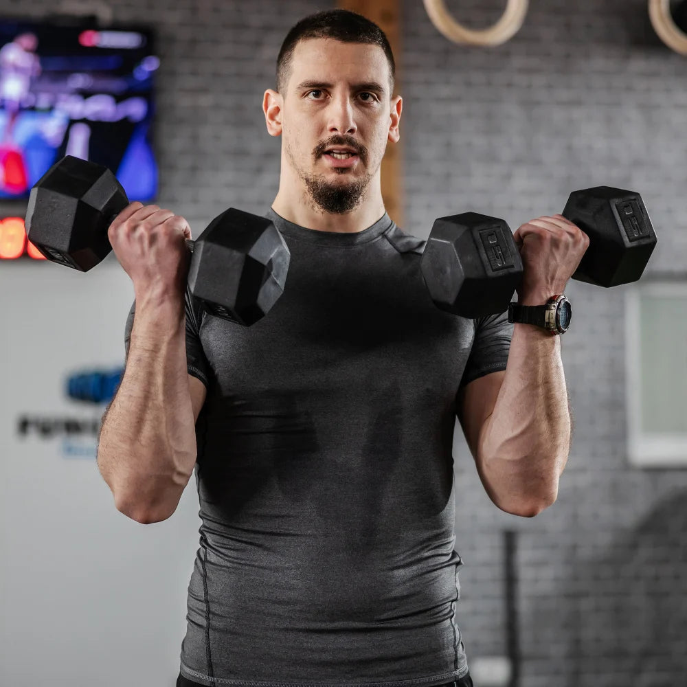 Soozier Rubber Hex Dumbbells With Non Slip Handles For Workouts
